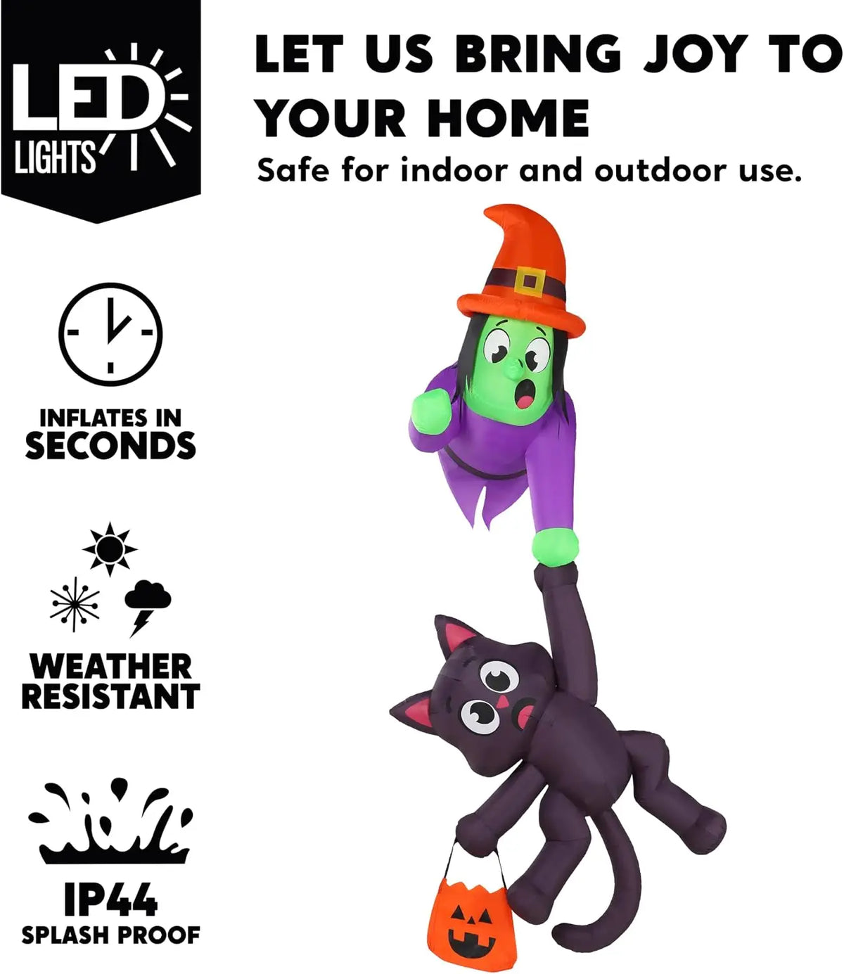 8 ft Witch & Cat Halloween Inflatable — product view 3